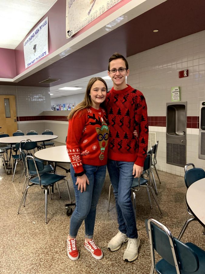 Tevon Kerr-Hornbaker and Gabby Goodman on Ugly sweater day! 