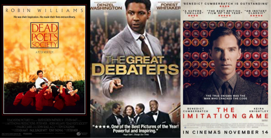 Left to Right: Dead Poets Society; The Great Debaters; The Imitation Game