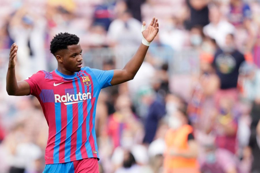 Ansu Fati during his first game back from injury as a member of FC Barcelona.