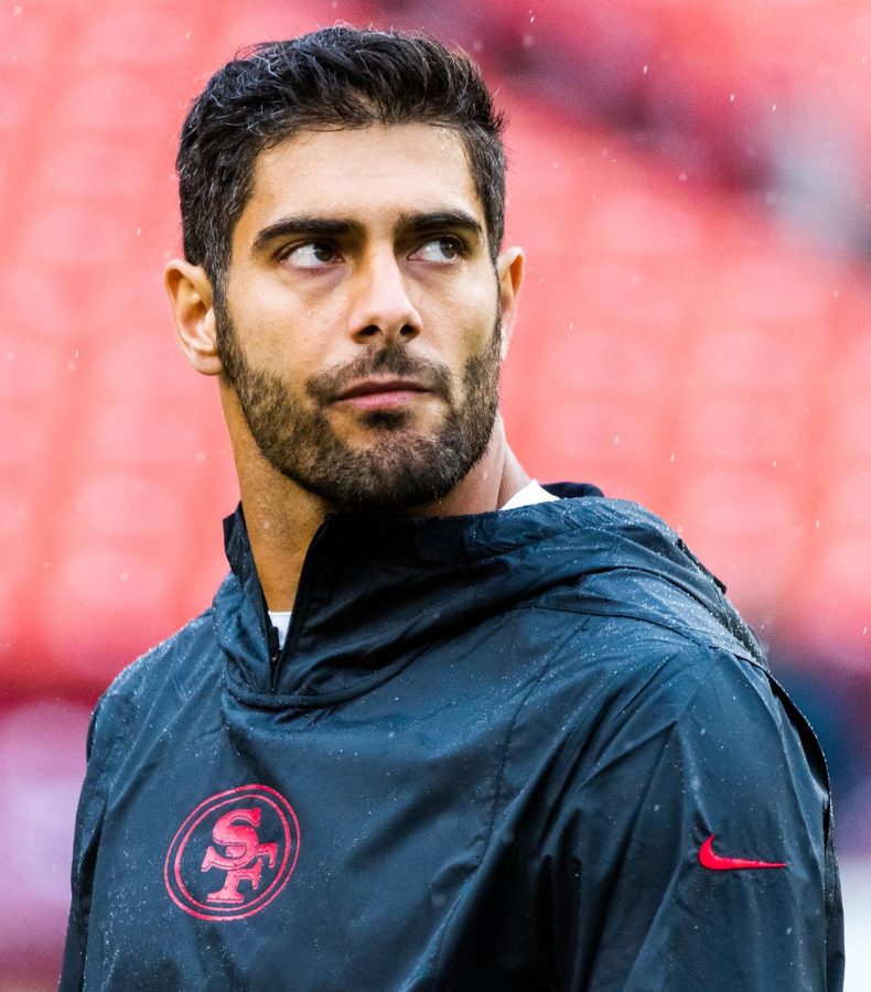 Garoppolo looks on before a 2019 San Francisco 49ers matchup.