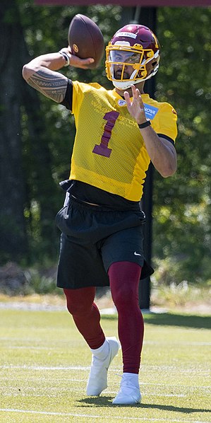 Jordan Taamu with the Washington Commanders for NFL Training Camp last summer. Taamu led the Tampa Bay Bandits past the Pittsburgh Maulers 17-3 on Monday night.