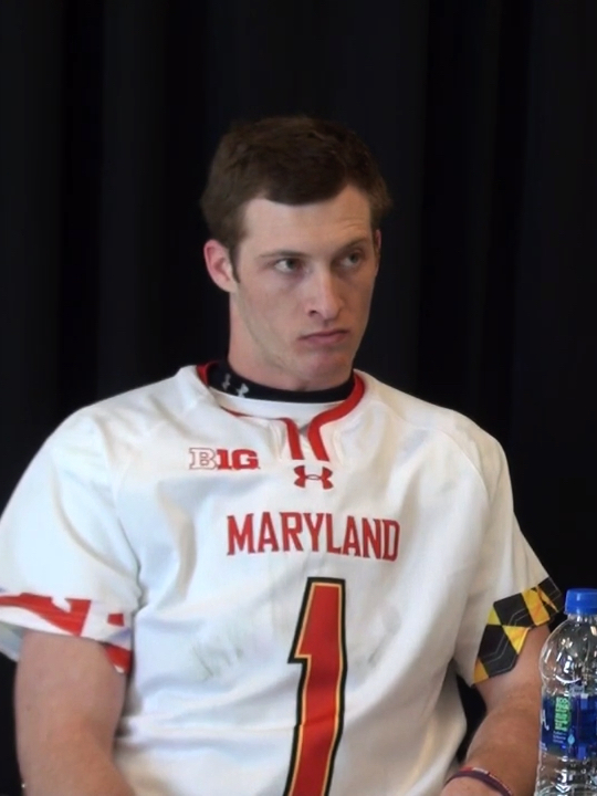 Atlanta Falcons WR Jared Bernhardt at a post-game interview during his time playing lacrosse at the University of Maryland.