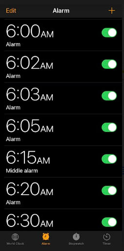 Alarm for 6:00 AM