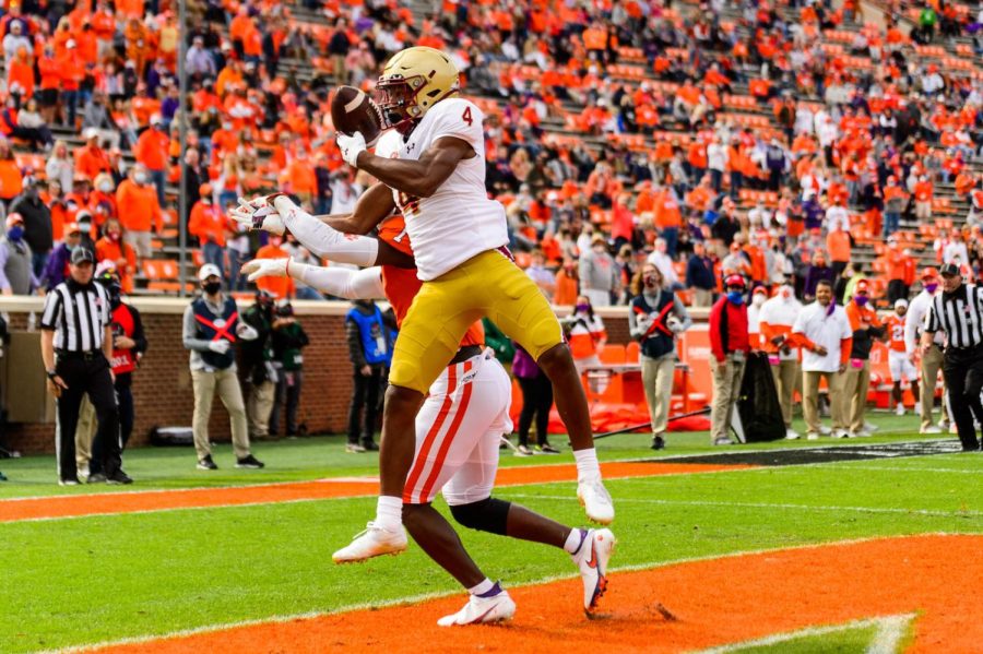 Flowers making a tough catch in the endzone against Clemson.