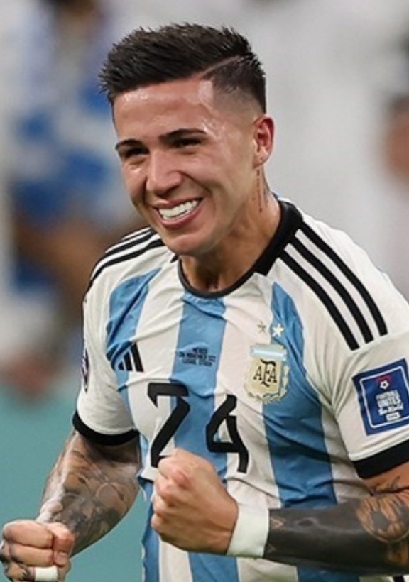 Enzo Fernandez excited during the World Cup.