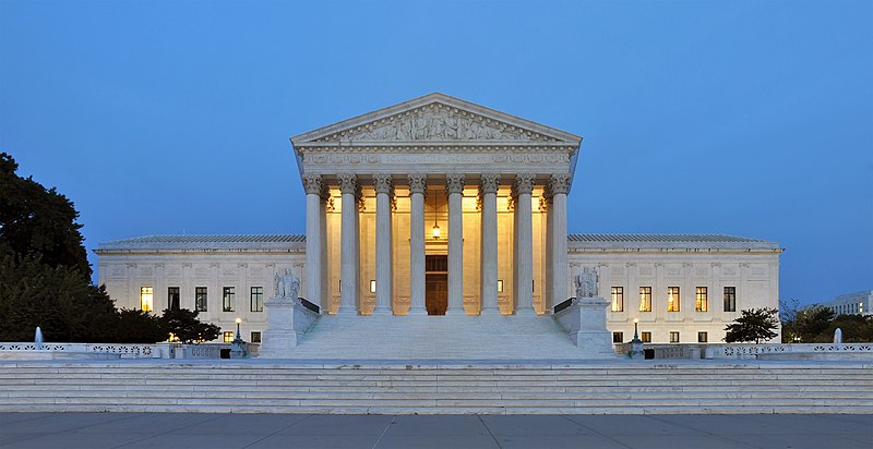 The Supreme Court at dusk.