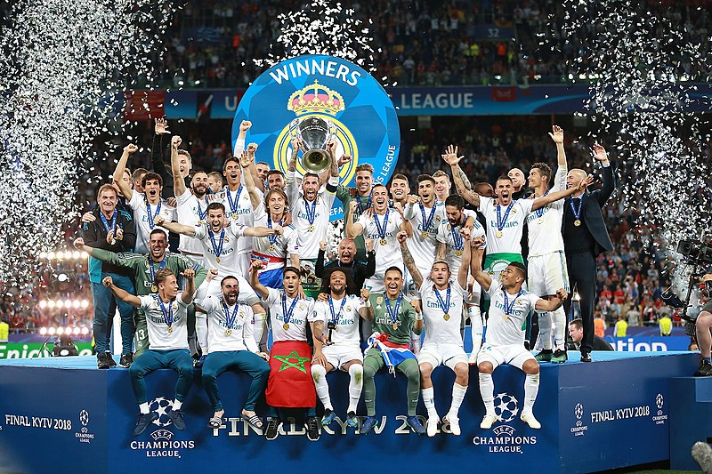 Real Madrid winning the Champions League in 2018.