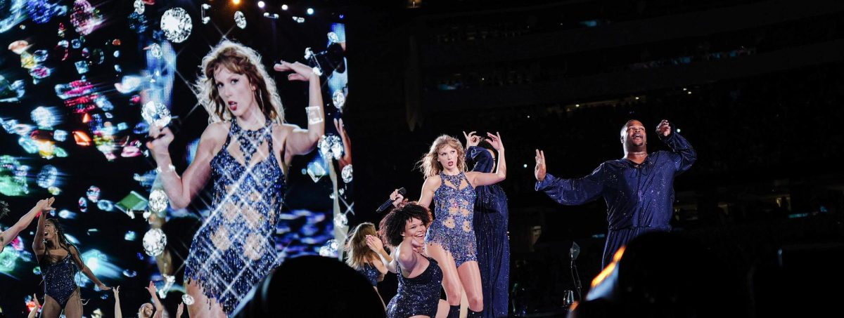 Taylor Swift performing the Midnights set of her Eras Tour, which includes the hit song Anti-Hero, for which she won nine awards at the 2023 VMAs.
