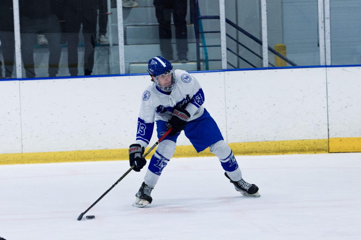 Junior Ethan Coots winds up to take a shot in a 2023 LD game against Central Dauphin. This would be one of Coots 20 goals through five games of the season.