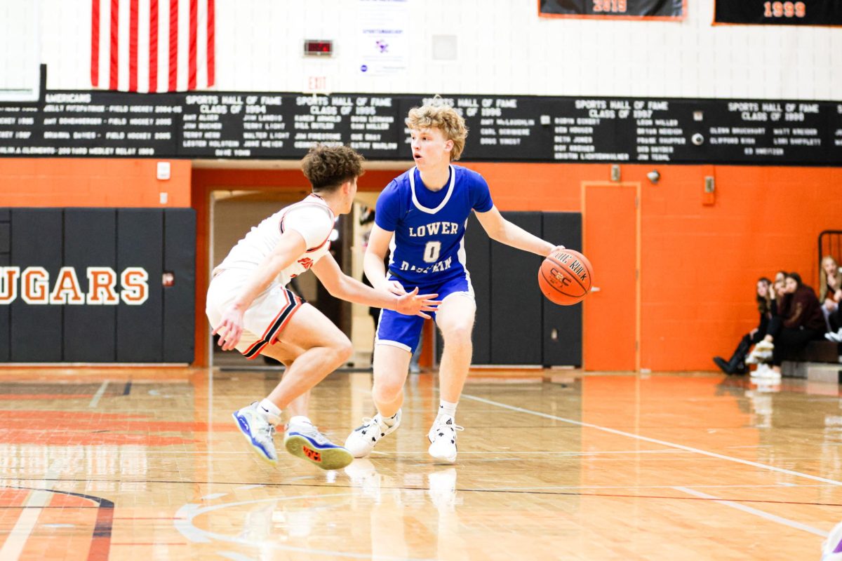 Lower Dauphin junior Brady Hofsass in the Jan. 5 LD vs. Palmyra matchup. Hofsass and the Falcons will look to go 2-0 on the season against the Cougars this Tuesday, Jan. 30.