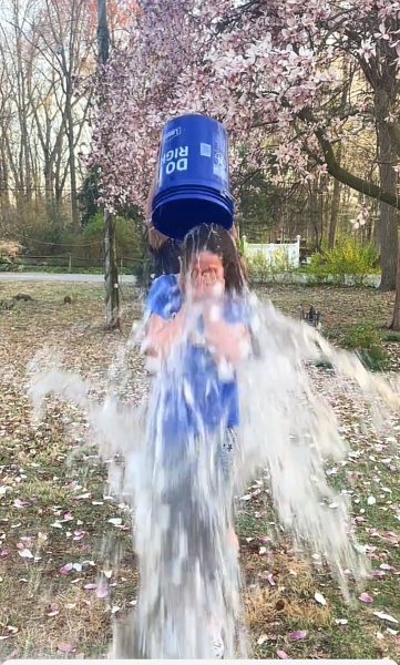 Student at LD completing the ice bucket challenge.